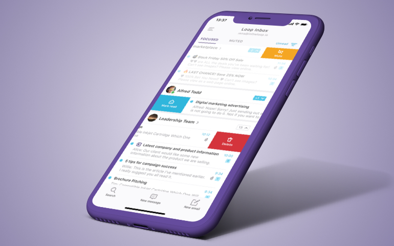 Loop Email muted and focused feature
