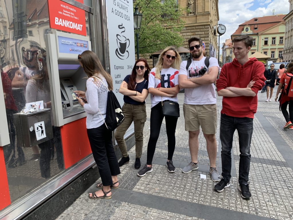 The team on a walking tour.