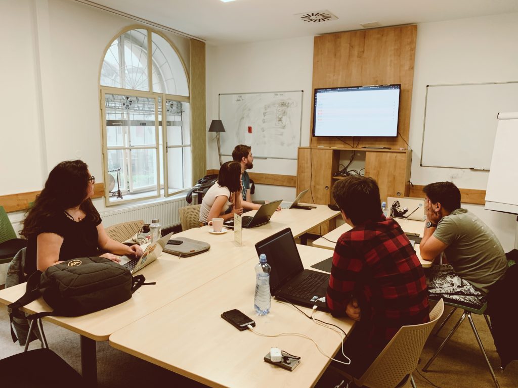 Participants working in the co-working space.